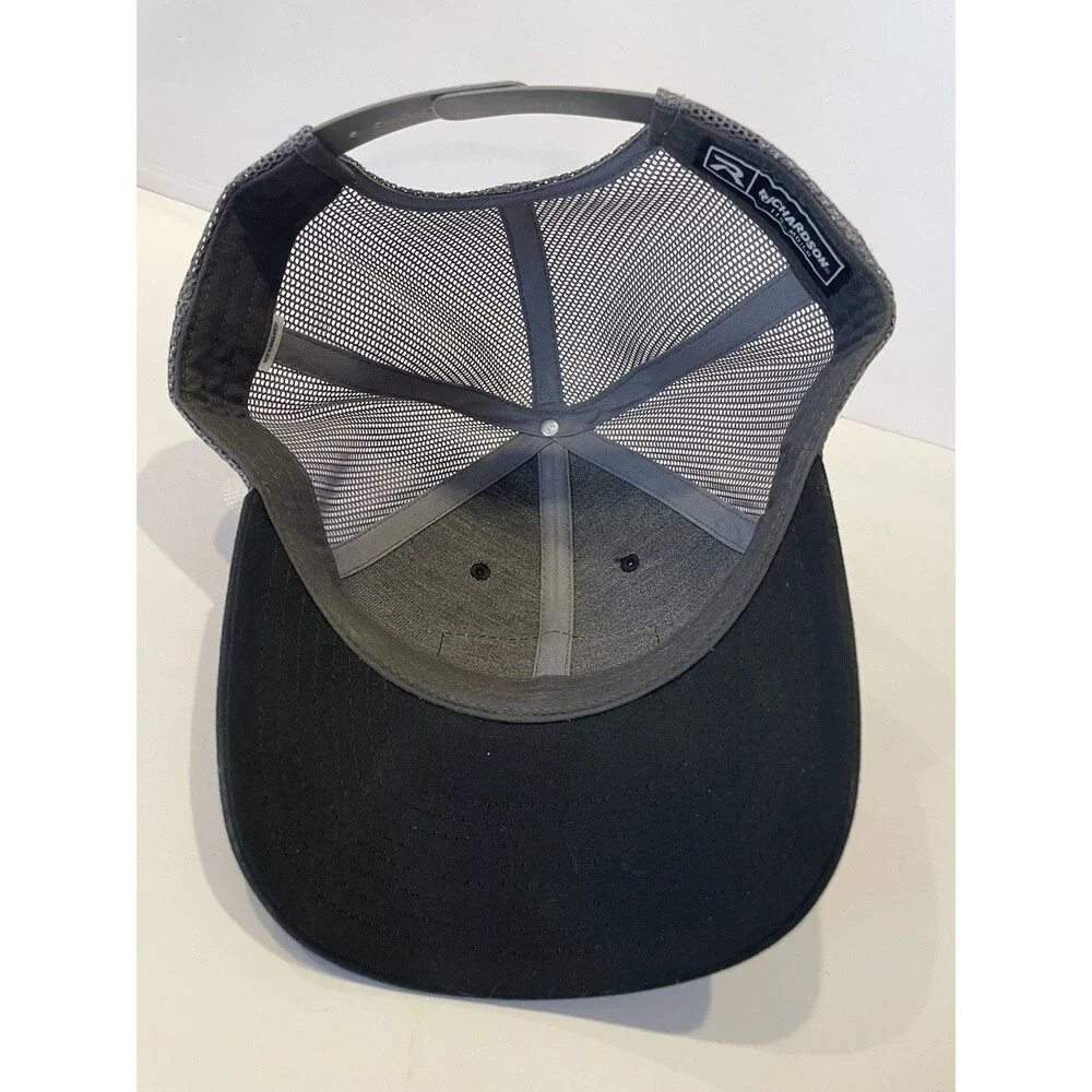 Richardson 115 Fourth Arrow Trucker Hat Black Gray Mesh Back Snapback Cap New
